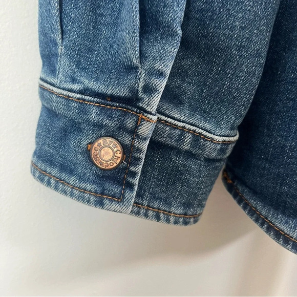 SEE BY CHLOE Tie-Neck Shirt Denim Jeans Blouse Top Preppy Puff Sleeve US 8 - Picture 14 of 16